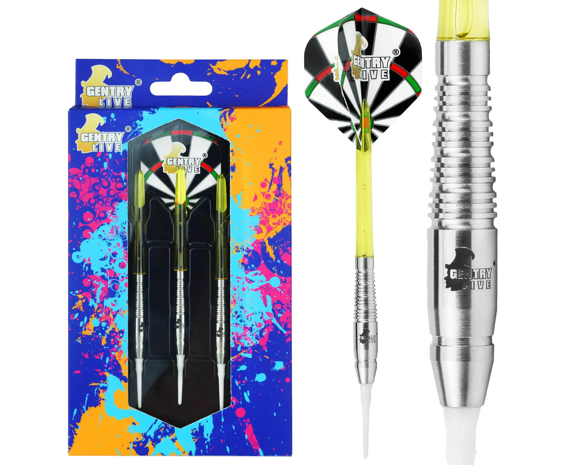 

Gentry Live 19.5g 3 pcs/Set Soft 80% Tungsten Darts for New and Young Dart Players Training Drop Resistant