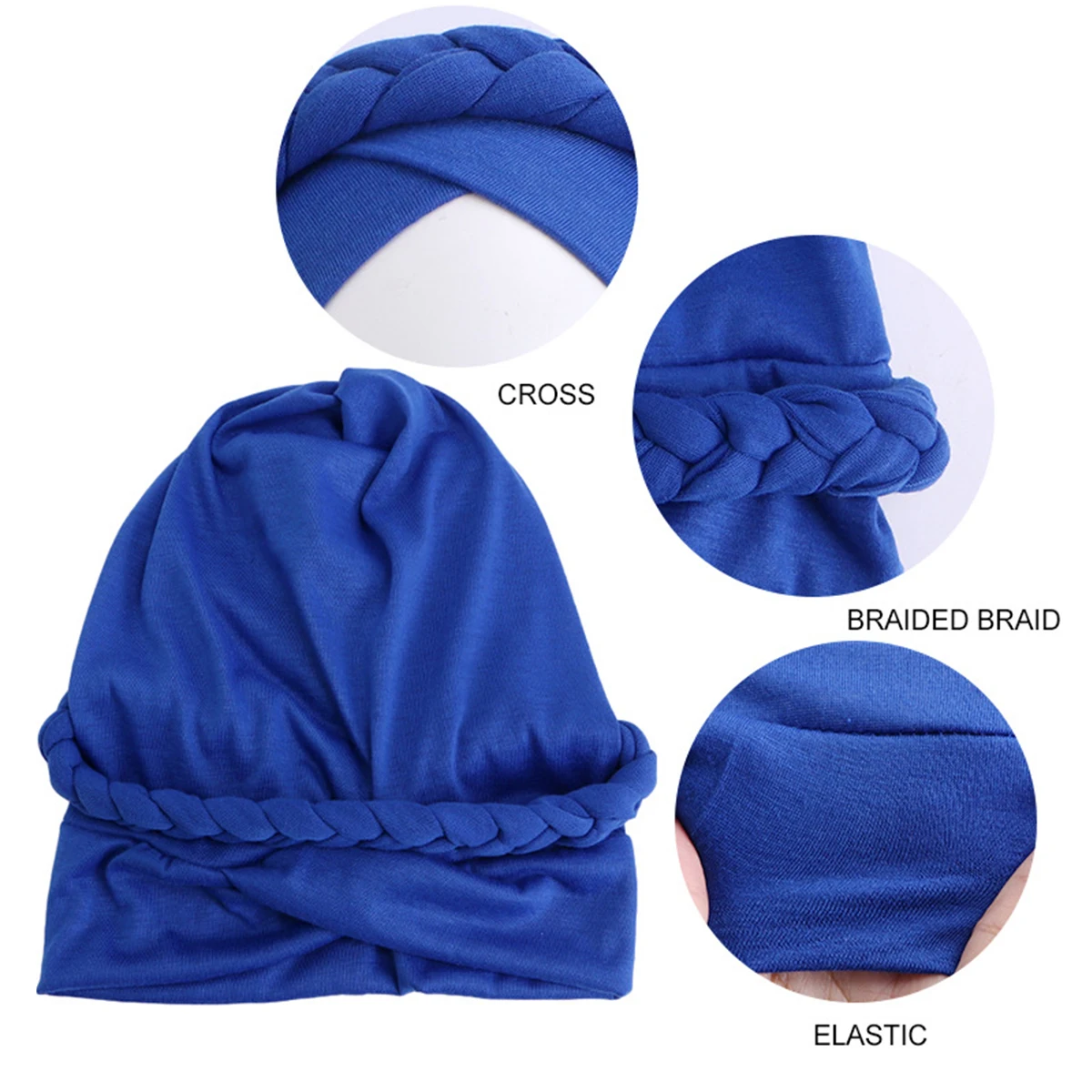 Torção monocromática Braid chapéu étnico, elástico e versátil chapéu indiano, Turbante