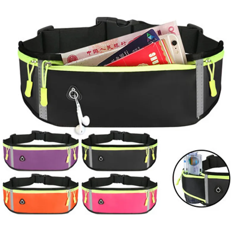 unisex Waist Bag Women Men Sport Running Waterproof Comfortable Gym Safty Reflective Tape Cycling Phone Case Small Hanging Bag image 2