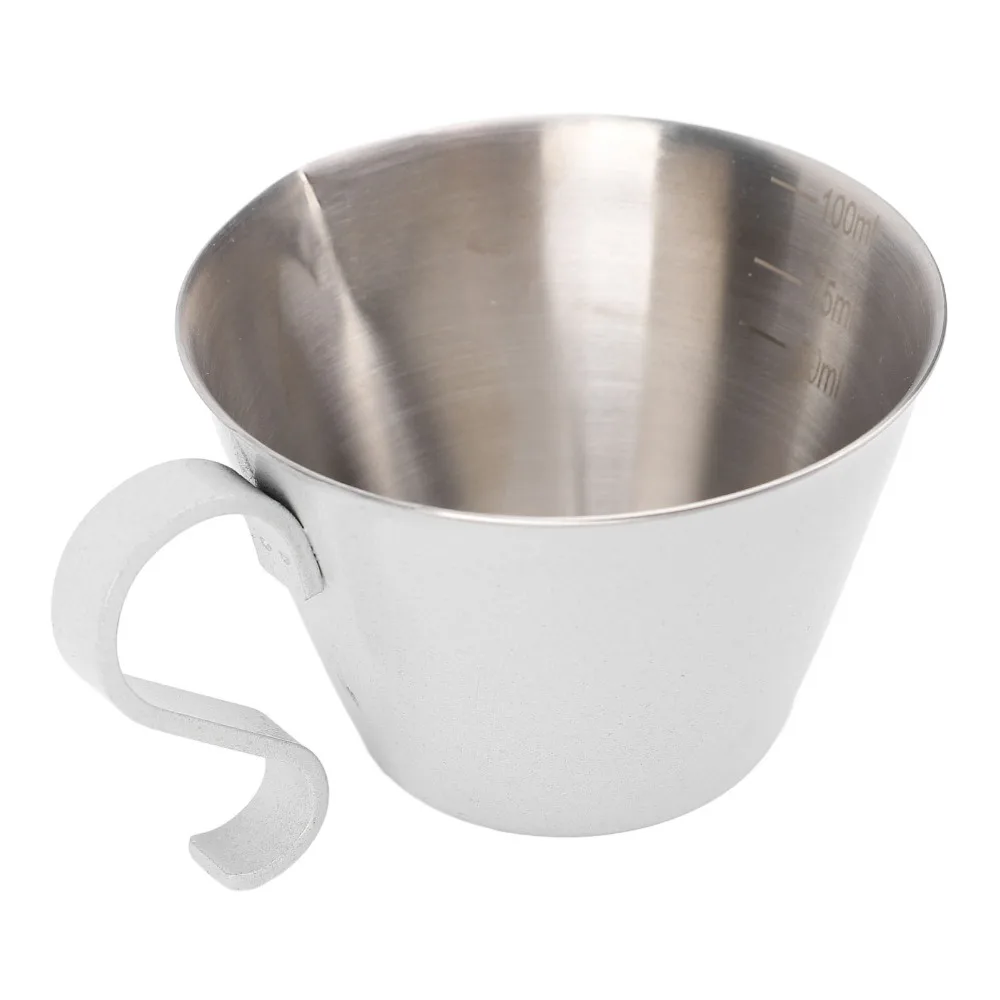 304 Stainless Steel Coffee Measuring Cup 100ML Capacity Anti Spill Design Coffee Shot Cup V Shaped Spout Etched Measurements