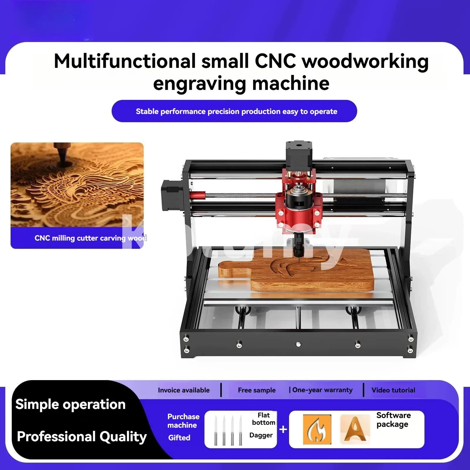 Small CNC Carving Machine, High Precision Computer Controlled DIY Tool with Extensive Software Support