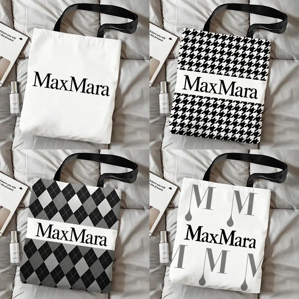 Bolsas de Almacenamiento de la Marca M-Max MaraS, Bolsa de Mano de Lona con Estampado a Doble Cara, Bolsa de Compras Reutilizable y Ecológica