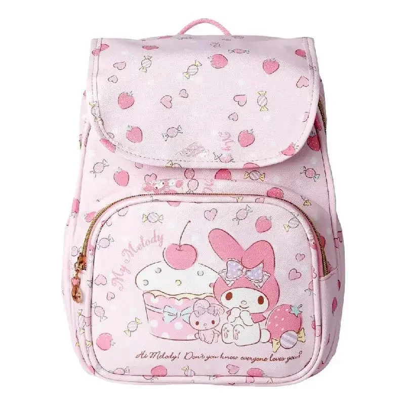 2022 Hello Kitty Cartoon Pu Print Kindergarten School Bag Cute Strawberry Bow Backpack Thickened Girl Flap Backpack Children Bag