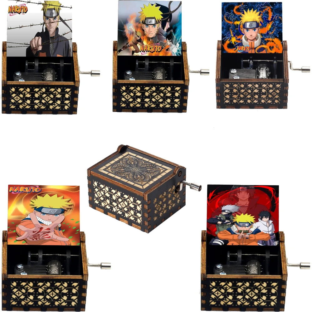 Engraved Vintage Wooden Hand Crank Music Box, Anime Themed (Dragon Ball Z/Naruto/Demon Slayer), Ideal Gift for Anime Fans view 4