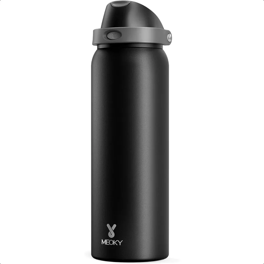 

40 oz Insulated Water Bottle for Sports: Stainl Steel Water Bottle with 2in1 Straw and Spout Lid Leak Proof Cold for 24 Hours P