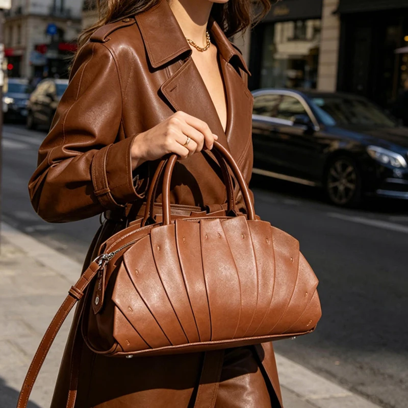 Fächerförmige Lotusblatt-Rüschen-Umhängetasche, Handgefertigte Patchwork-Tragetasche für Damen, Designer Trendige Pendler-Boho-Chic-Handtasche – Detail 10