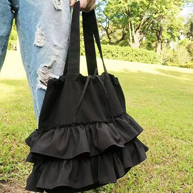 Korean Sweet Y2k Aesthetic Women Handbags Fairy Solid Ruffles Pleated Underarm Bag Fashion Elegant Chic Shoulder Bags All Match