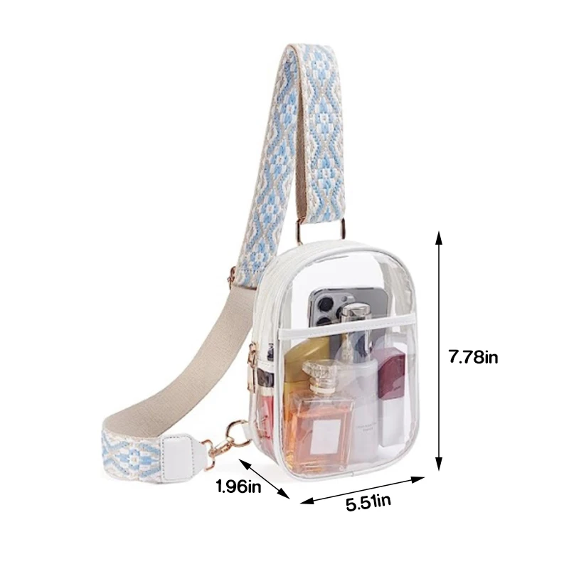 Clear Chest Sling Bag Transparent Purse Waterproof Crossbody Bag Adjusted Small Clear Breast Bag Storage Bag for Outdoor