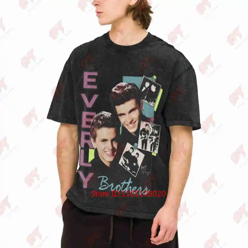 The Everly Brothers Band Members Vintage Washed Tee Pure Cotton T-Shirt