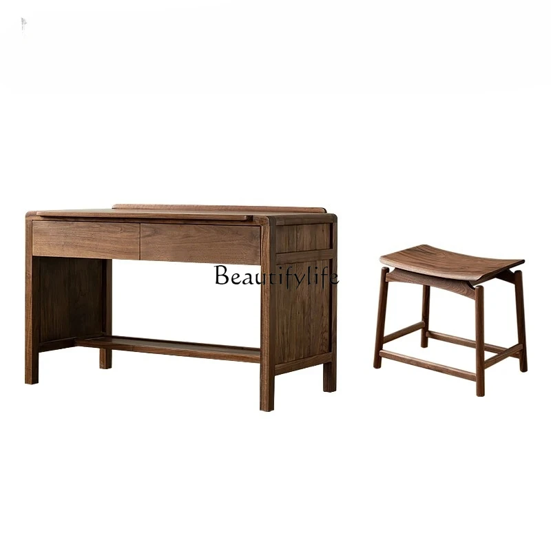 

North America imported black walnut dresser bedroom makeup table multi-kinetic solid wood desk