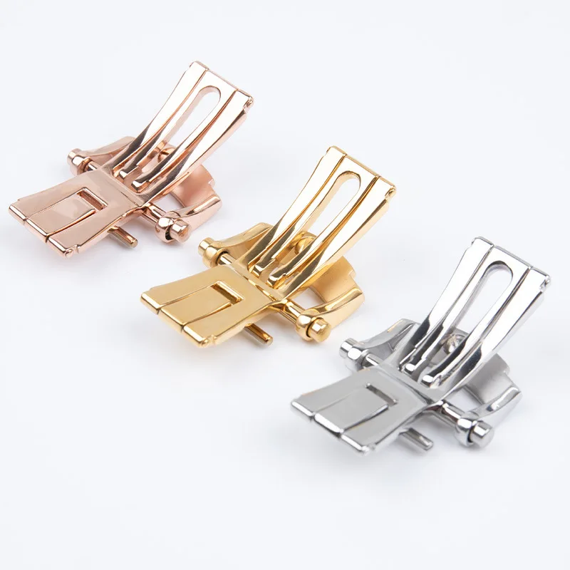 18mm Pin Butterfly Buckle for Patek Philippe Nautilus Silver Gold Rose Gold Stainless Steel Replacement Deployment Watch Clasp