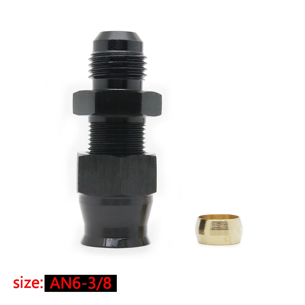 Universal Aluminum Fuel HardLine Fitting AN6-3/8 5/16 Female Flare Adapter Connector Tubing with Brass Insert Car Accessories