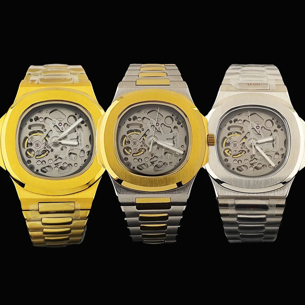 New NH70 Watch High Quality Men's Watch Hollow out Watch Customized Logo Stainless Steel Automatic Watch NH70 Movement Watch