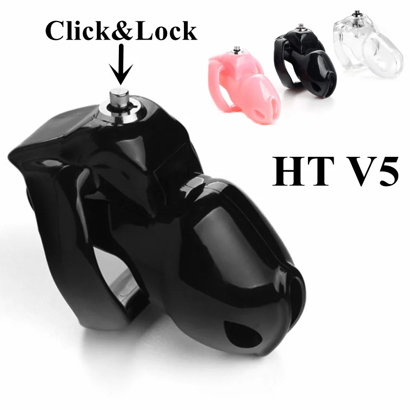 

NEW Chastity Cage Device Penis Ring Urethral Lock Bondage Belt Sex Toys HT-V5 Click Lock Sex Toys for Men Adult 18 Sexy Shop