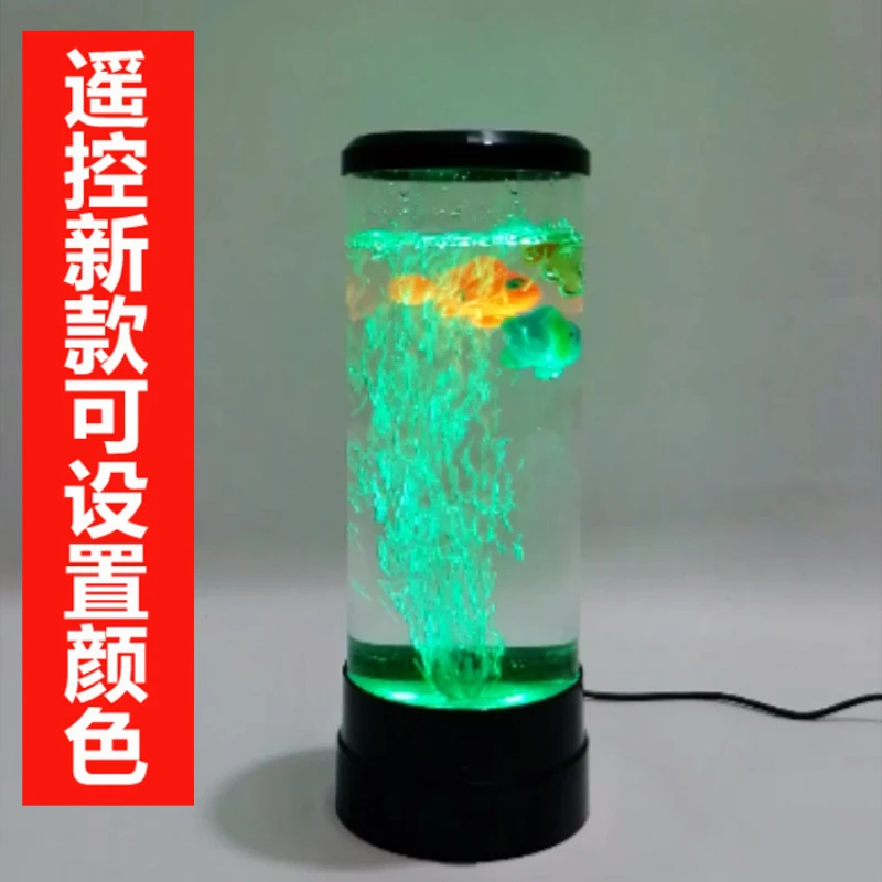 

Bubble Water Column Light Fish Lamp Atmosphere Light Feng Shui Column Biomimetic Fish Tank Desktop Bar Decoration USB Night