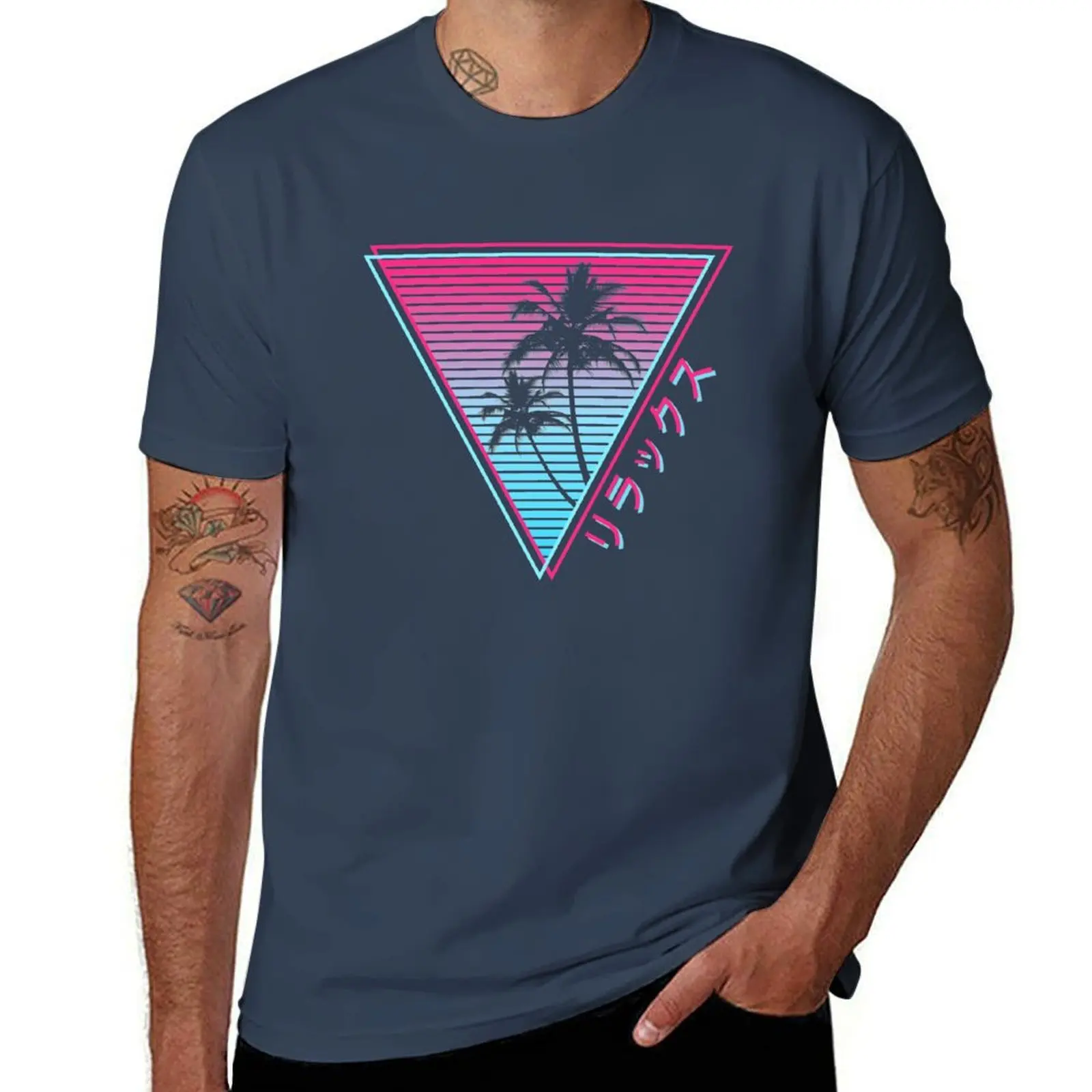 Camiseta Vaporwave Japanese Palm Tree - Retro 80s 90s Otaku Aesthetic, camiseta informal que combina con todo para hombre