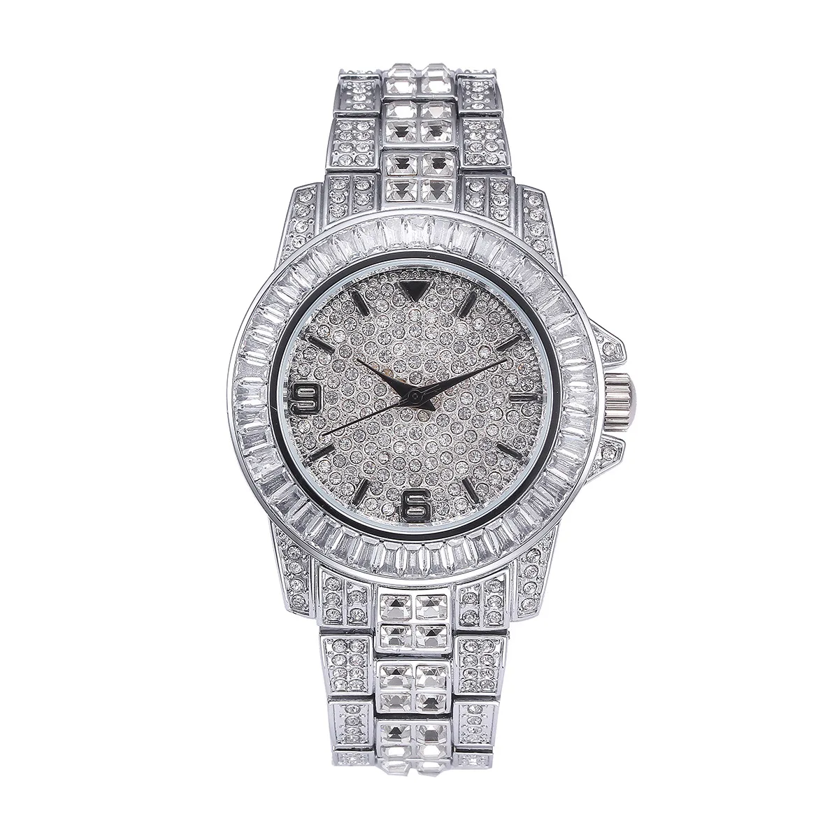 Luxury Full Stone Quartz Hip Hop Watch - close-up view