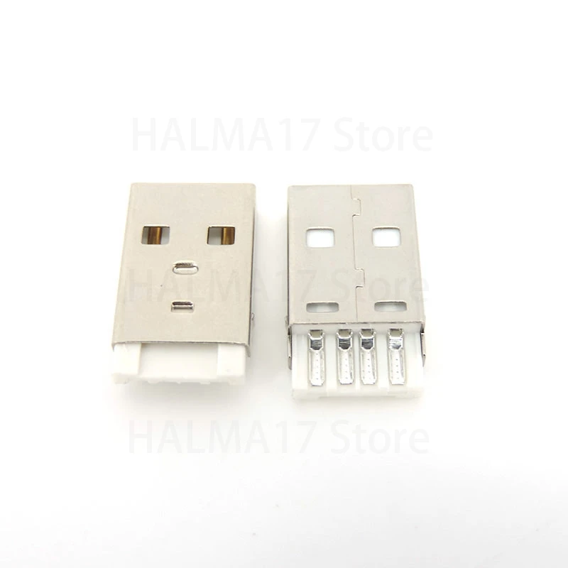 10ks USB typ lodni konektor pánský 4 špendlík kolíček nástrčkový s černá bílá plastový obal USB 2.0 type-a pájení DIY soupravy J17