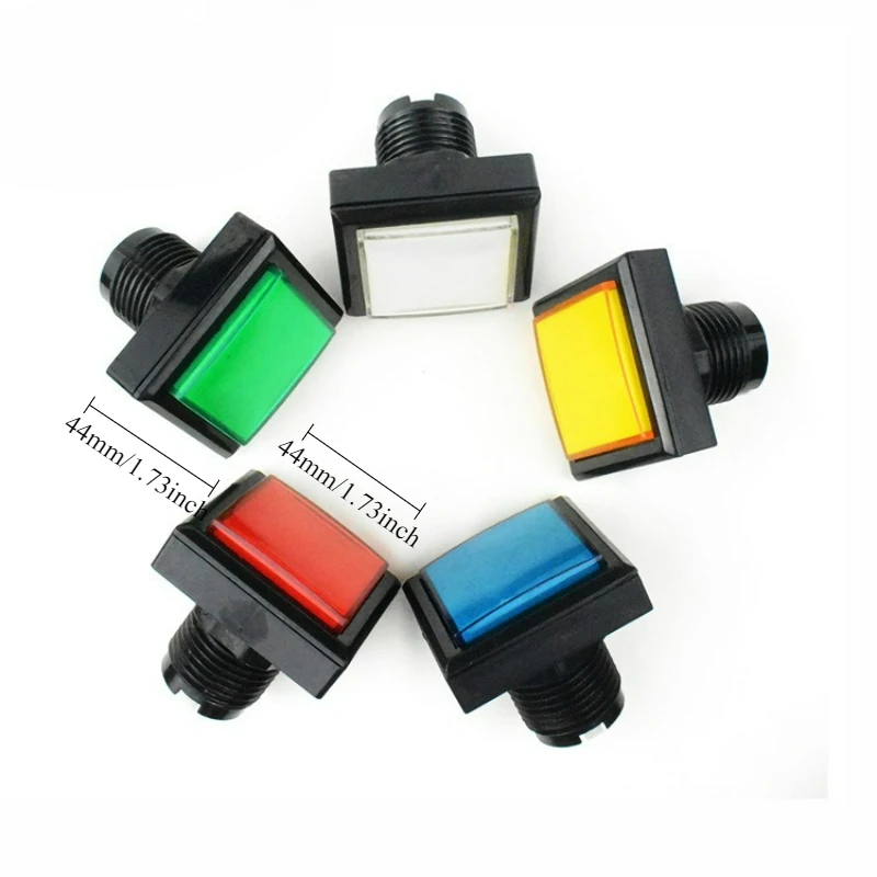 

44mm Square Push Button Switch with Light Reset Arcade Game Knob Accessories Press Type Coin Operated Games