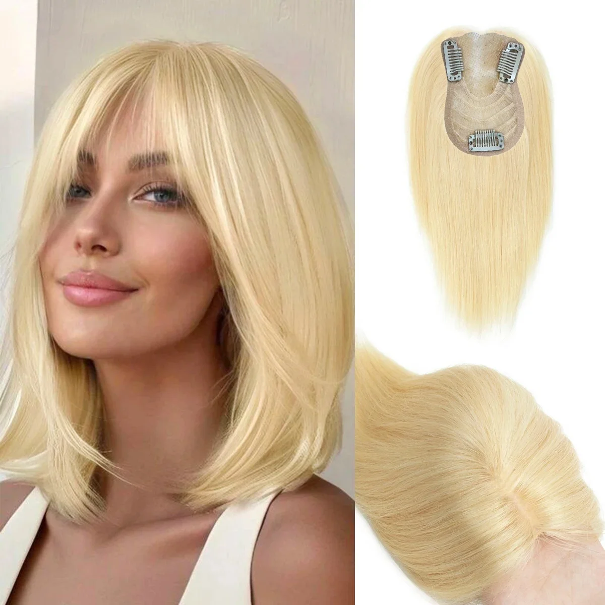 

3x3 Inches lace Base Topper Human Hair Toppers With Clips One Piece Toppers For Women Daily For Thin Hair