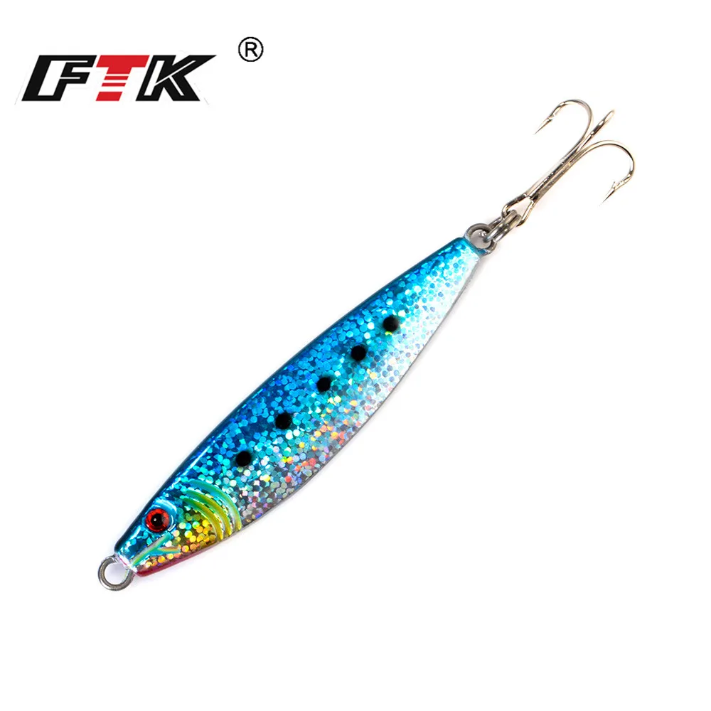 

FTK Metal Cast Jig Spoon Lure Bass Bait Fishing Lure15-80g Casting Jigging Head Sardine Artificial Bait For Simulation Fishing