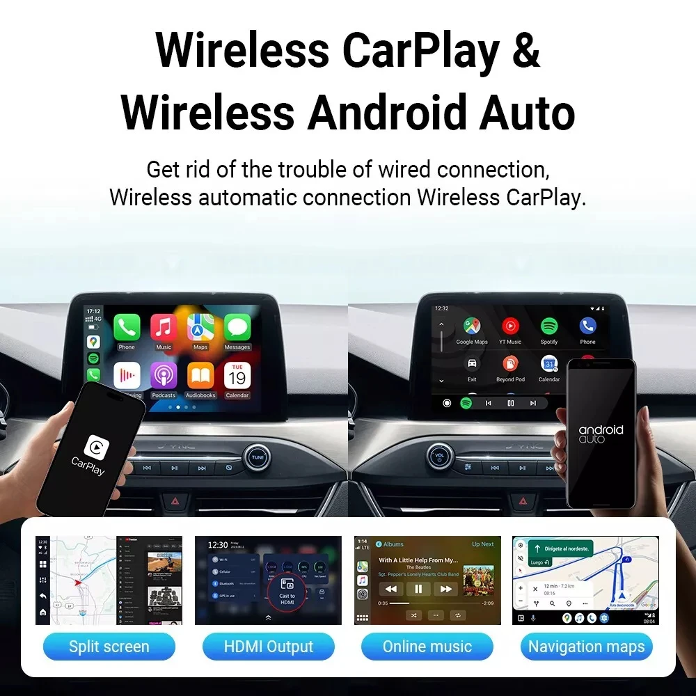 OTTOCAST P3 OttoAibox CarPlay AI Box Wireless Android Auto Smart TV Box Car Accessories for Benz Audi Kia Hyundai VW Toyota