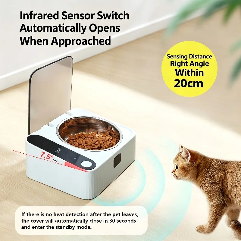 ZONGYAN Smart Pet Feeder Bowl Auto Sensor Lid Stainless Steel Dustproof Insect Proof For Cat Dog Household Daily Feeding Use