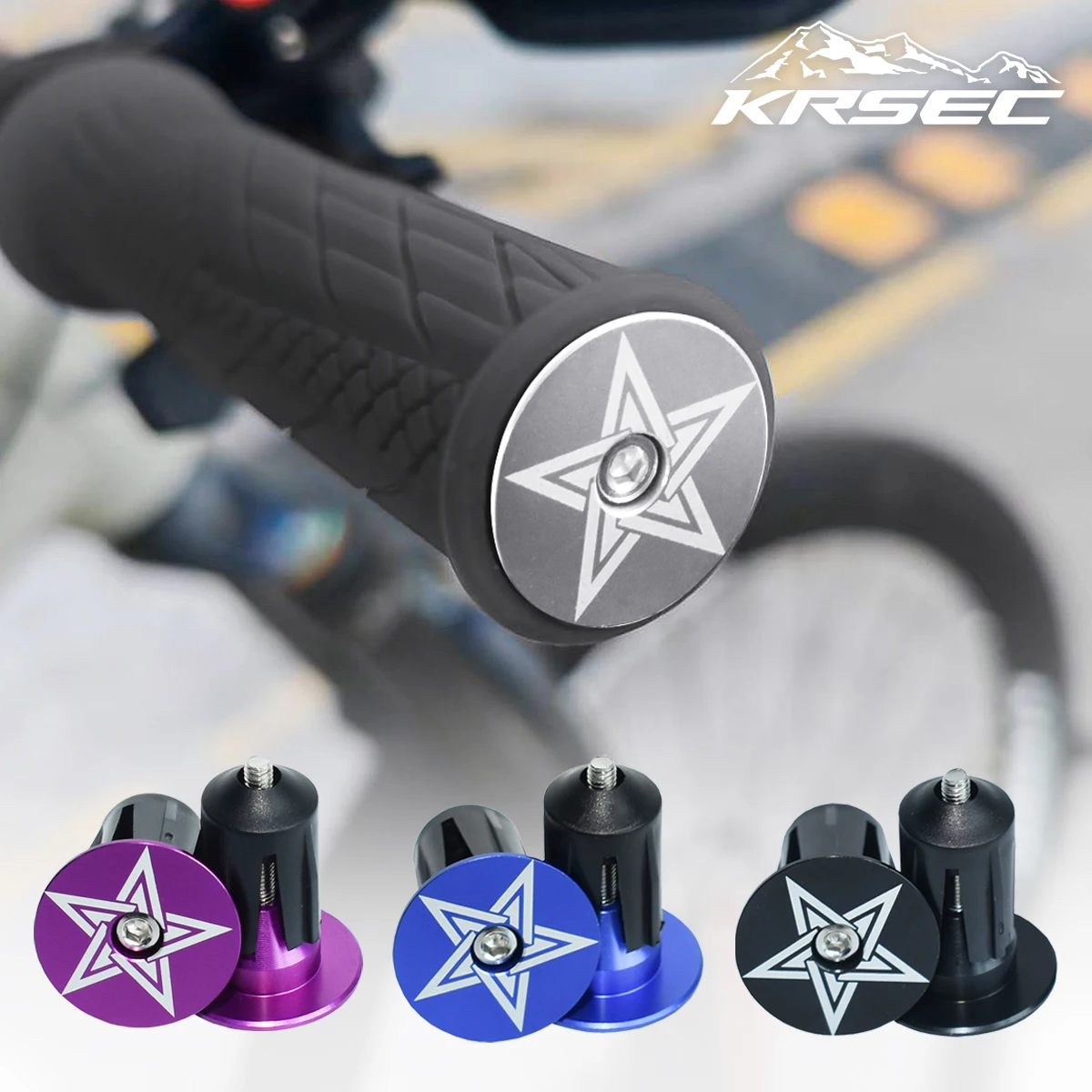 KRSEC MTB Road Bike Handlebar End Plugs Aluminum Alloy Handle Bar End Cap BMX Bike Grip Multi-color Cover Bicycle Accessor