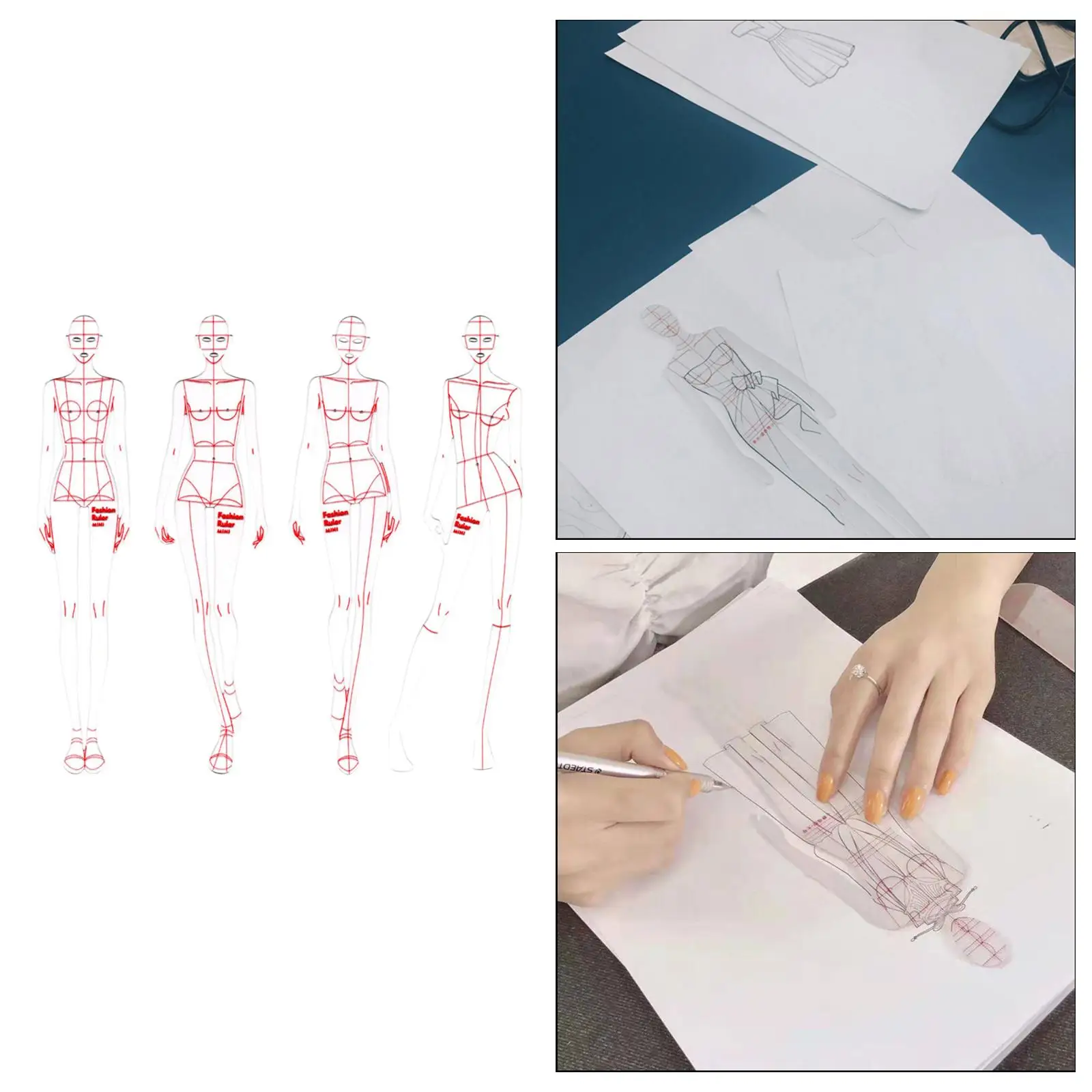 

4Pcs Fashion Drawing Ruler Woman Sewing Sketching Template Drafting Tools
