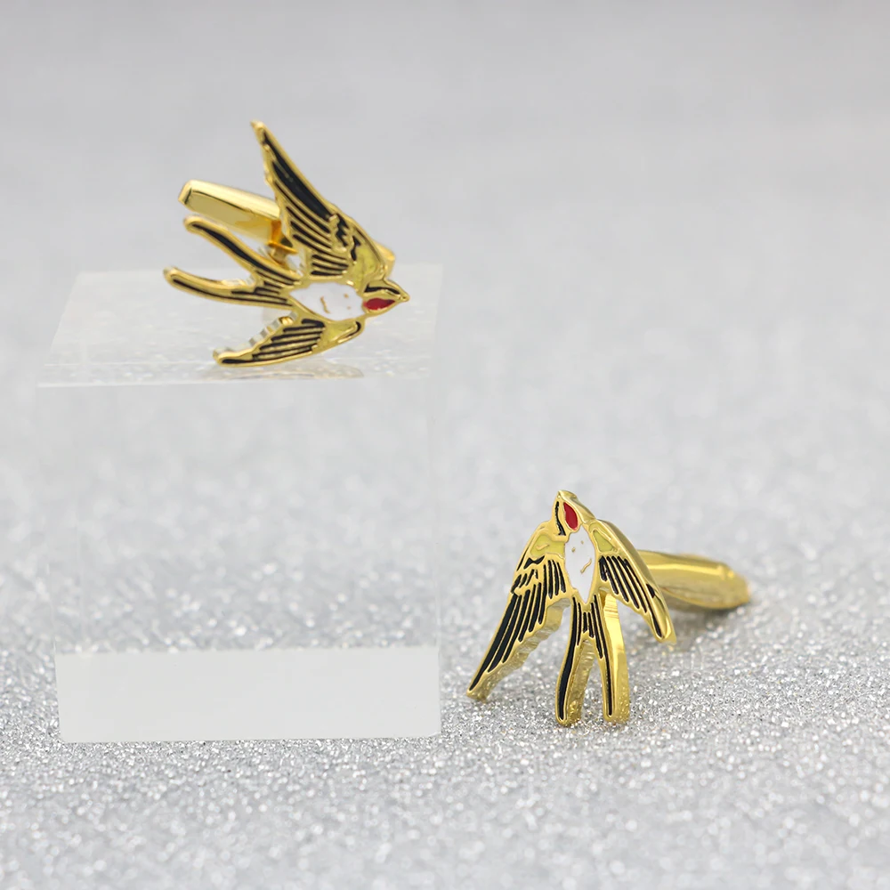 

Original Luxury Animal Design Swallow Cufflinks Handmade Enamel Paint Process Men's And Women's Jewelry Accessorie Wedding Gift