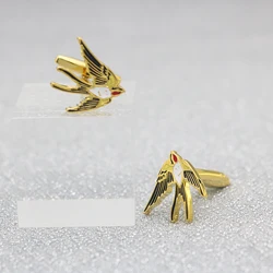 Original Luxury Animal Design Swallow Cufflinks  Handmade Enamel Paint Process Men's And Women's Jewelry Accessorie Wedding Gift