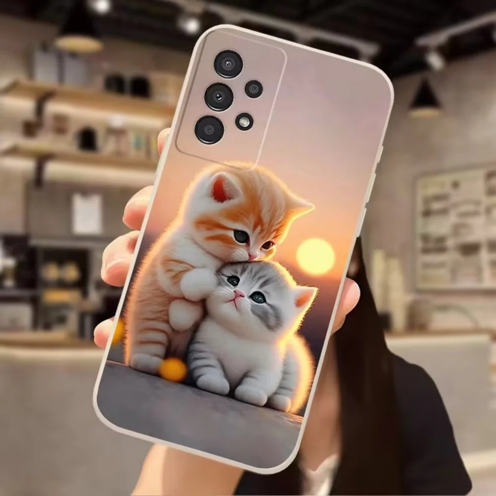Phone Case For Samsung Galaxy A73 A72 A71 A70 A56 A55 A54 A53 A52 A51 A50 S 4G 5G Cute Kitten Painted Pattern Silicone Cover