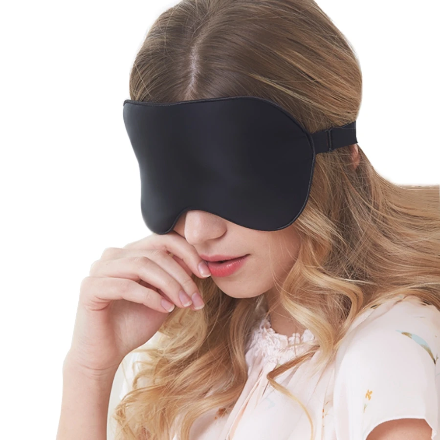 3D Natural Silk Sleep Mask Eye Masks Cover Portable Travel Eyepatch Double-Side Shading Eyeshade Health Sleeping Eye Care Tools image 3