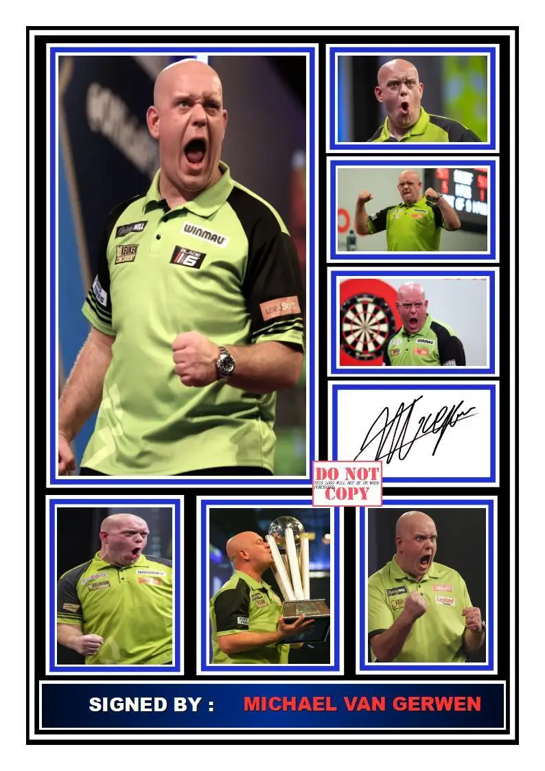 Michael van Gerwen ondertekend autograaf 6x4 FOTO print Darts Poster Print Wall Art Rome Decor