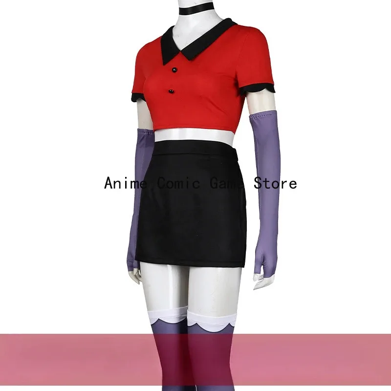 متوفر S-3XL Vaggie Hazbin أزياء تنكرية شعر مستعار ملابس أنيمي فندق موحدة ملابس حفلات الهالوين للنساء