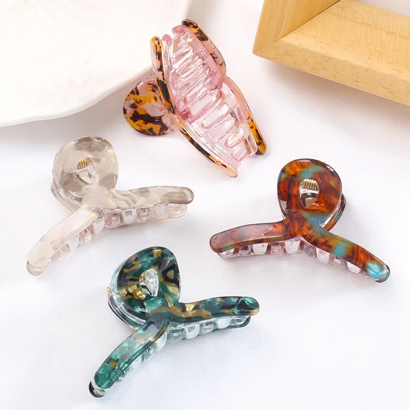 Bgffuy Mini Solid Color Leopard Print Acrylic Cross Crab Claws Hair Clip Korean Fashion Girls Women's Hair Accessories