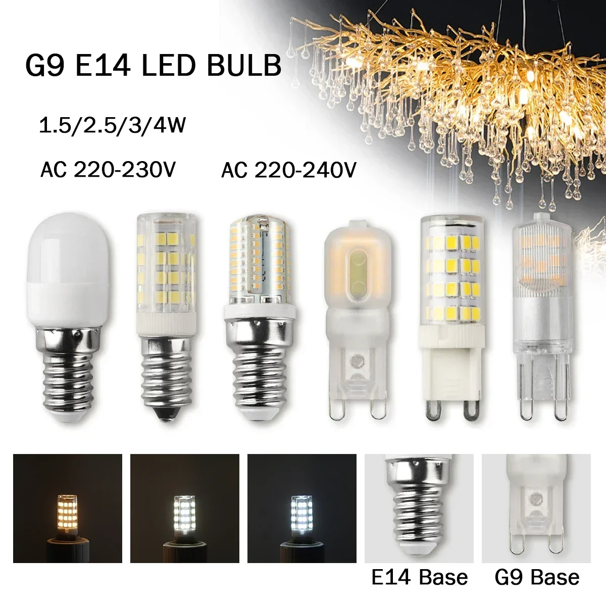 5pcs LED G9 E14 Corn Light Bulb AC 220V 230V 2W 2.5W 3W Non Flicker 3000K 4000K Warm White Can Replace 20W 50W Halogen Lamp