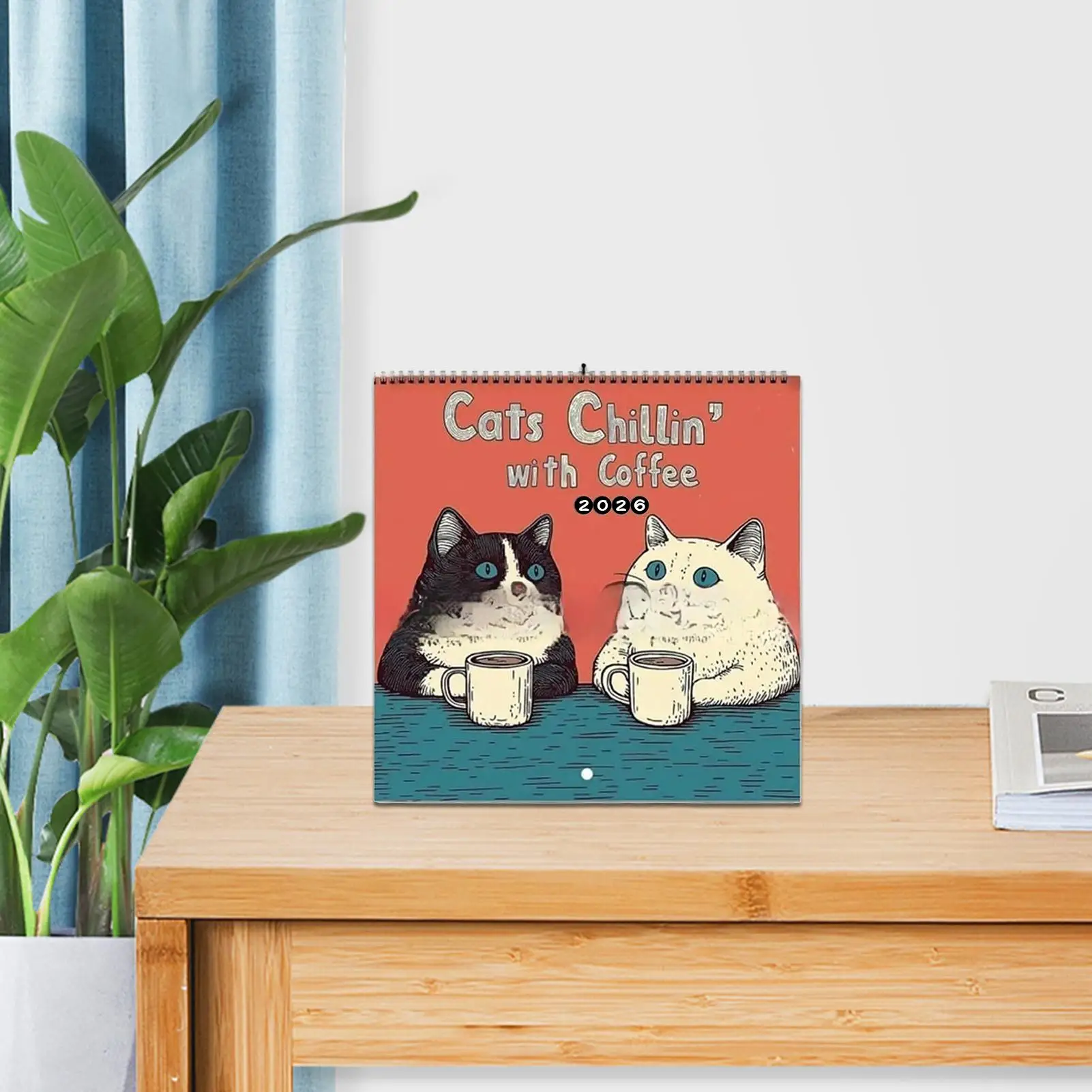 2026 ปฏิทินผนังรายเดือนแขวนปฏิทินติดผนังแมวการออกแบบรายเดือน 12 เดือนครอบครัววางแผนออแกไนเซอร์ปฏิทินสำหรับห้องนั่งเล่น