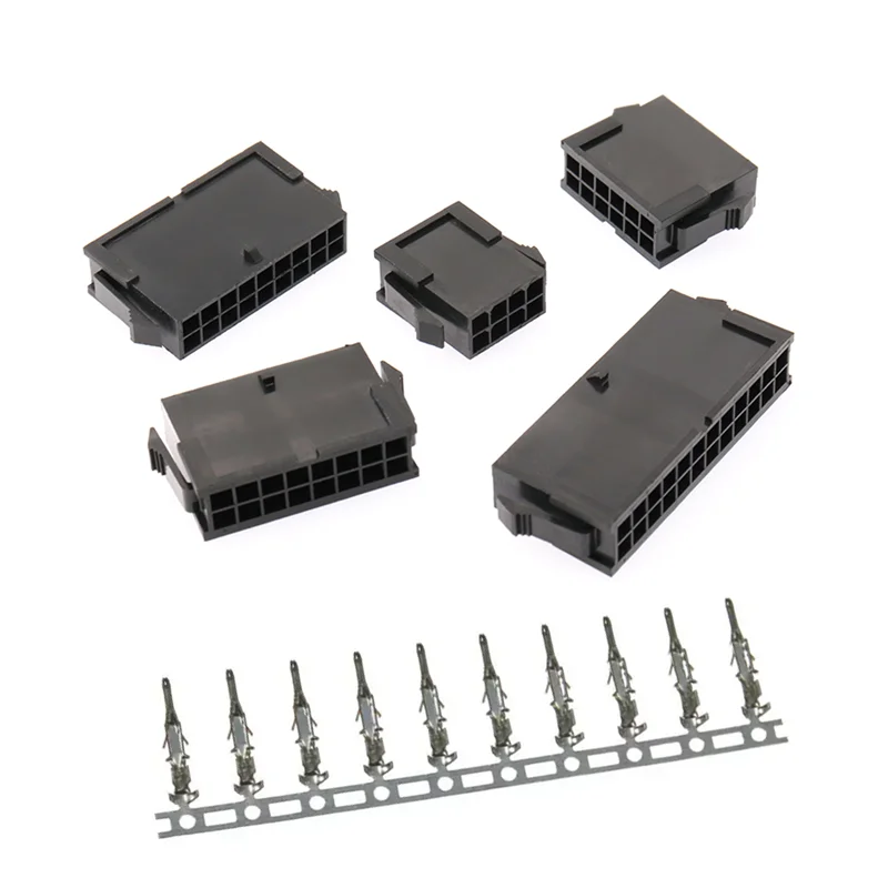 10sets MX3.0 3.0mm Pitch Micro-Fit 3.0 Connector Housing 2*1/2/3/4/5/6/8/10/12 Pin Female shell + Terminal 43020 2P/3P/4P/5P
