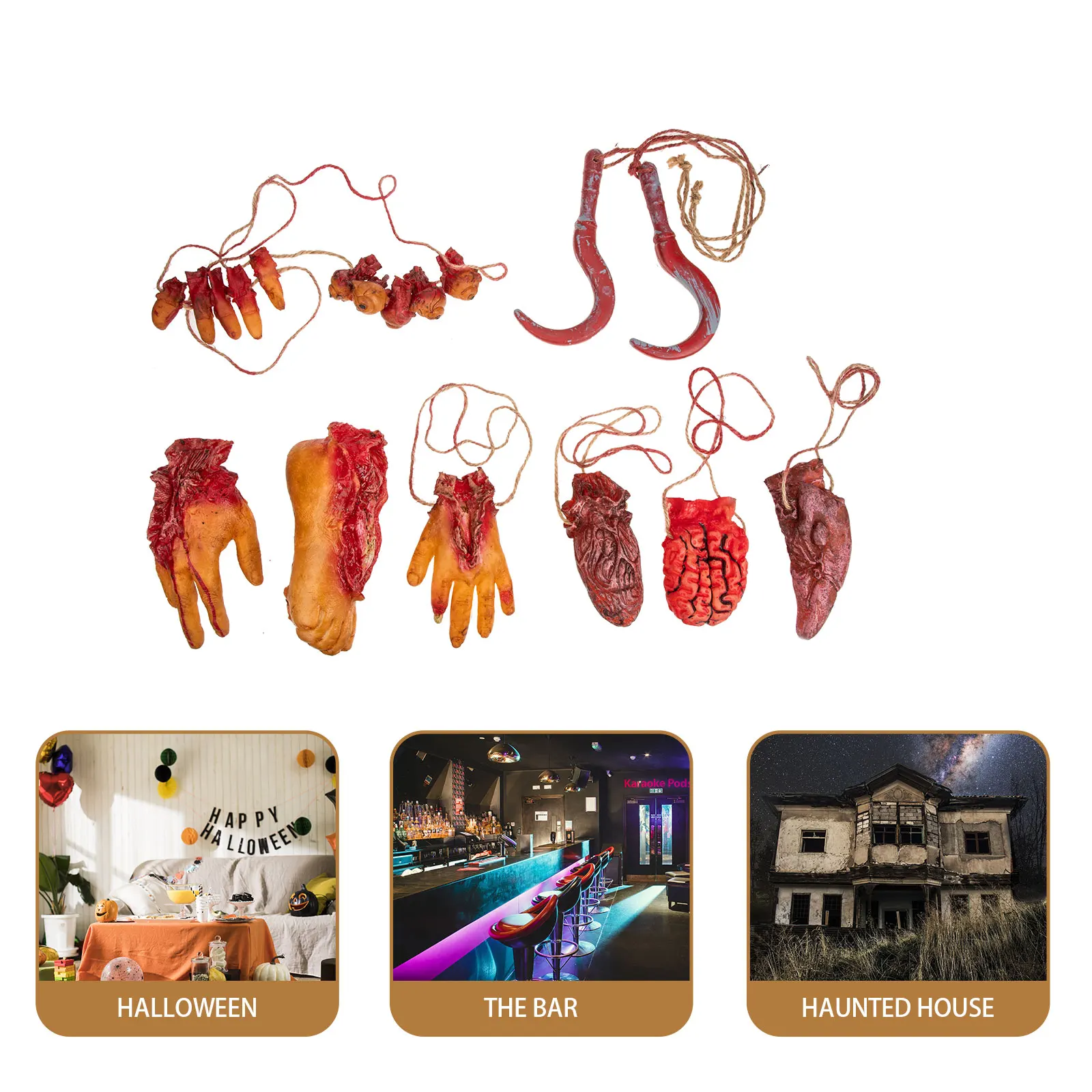 

8 Pcs Foot Broken Limb Pendant Halloween Decor Severed Parts Bloody Foam