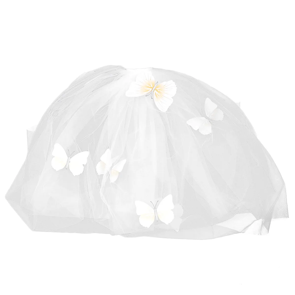 

Длинная свадебная фата с кружевом в виде бабочек, легко фиксируемая на гребне, для фотосессий, Хэллоуина, косплея, костюмированных вечеринок