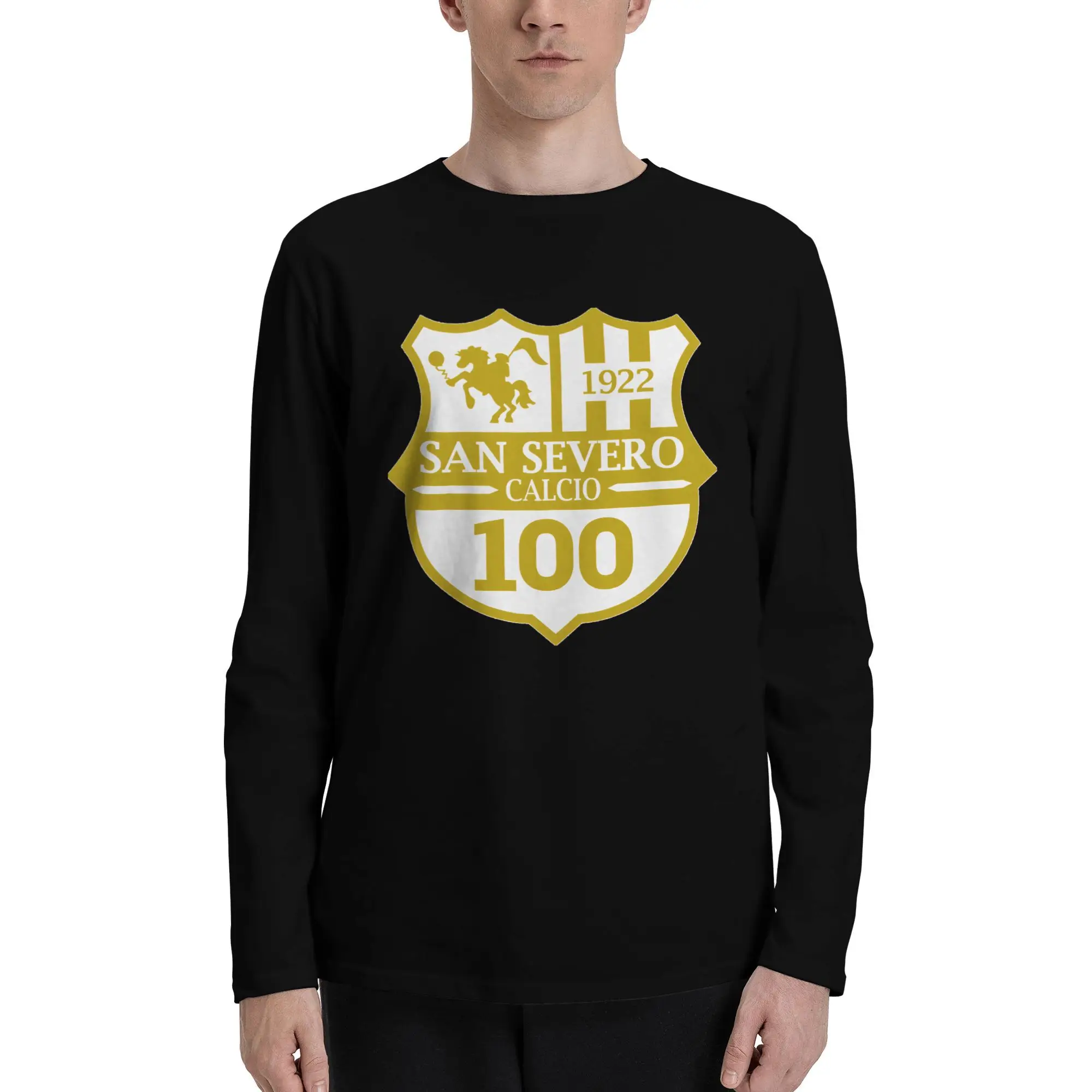 San Severo модная мужская хлопковая футболка с круглым вырезом с принтом, повседневная футболка большого размера с длинными рукавами, модный пуловер San Severo модная мужская хлопковая футболка с круглым вырезом с принтом, повседневная футболка большого размера с длинными рукавами, модный пуловер