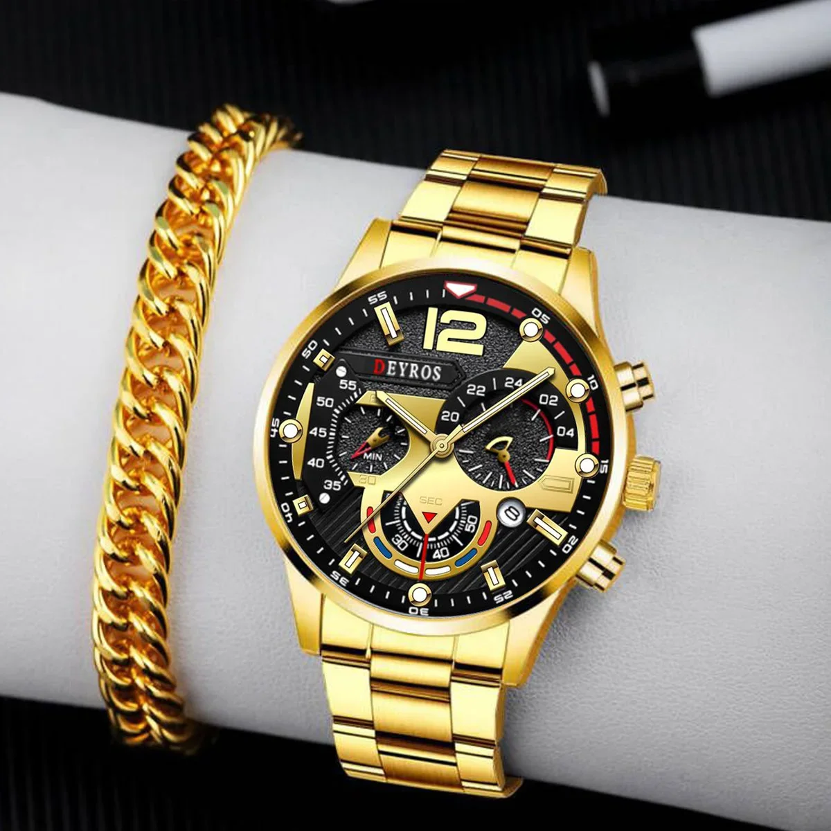 Relojes de acero inoxidable a la moda para hombre, pulsera con calendario, relojes de pulsera de cuarzo para hombre, reloj informal clásico para hombre, opción Ideal para regalos