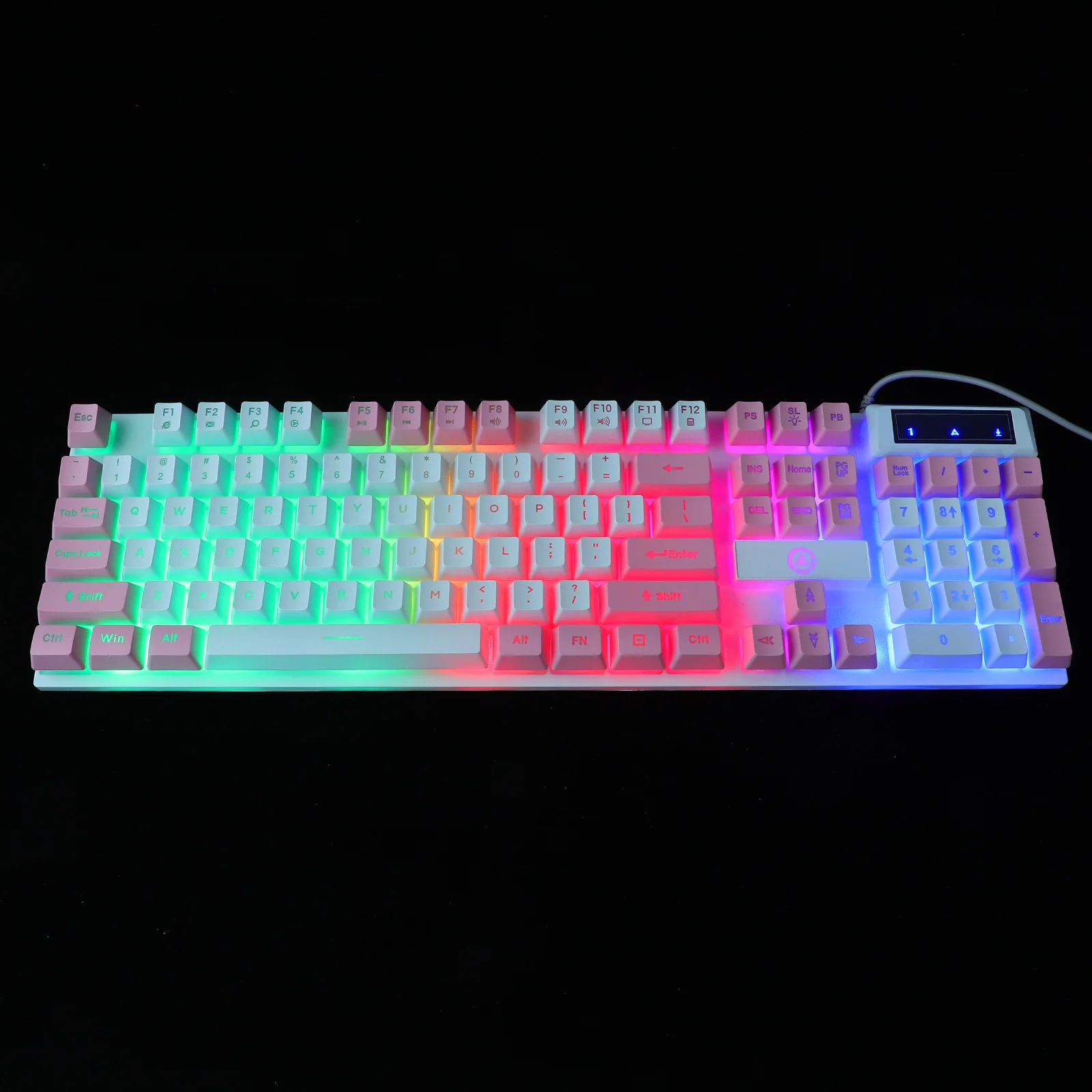 

Игровая клавиатура RGB, полноразмерная 104-клавишная, розовая, с механической подсветкой, USB-проводная, аксессуары для офисного компьютера, игровая клавиатура