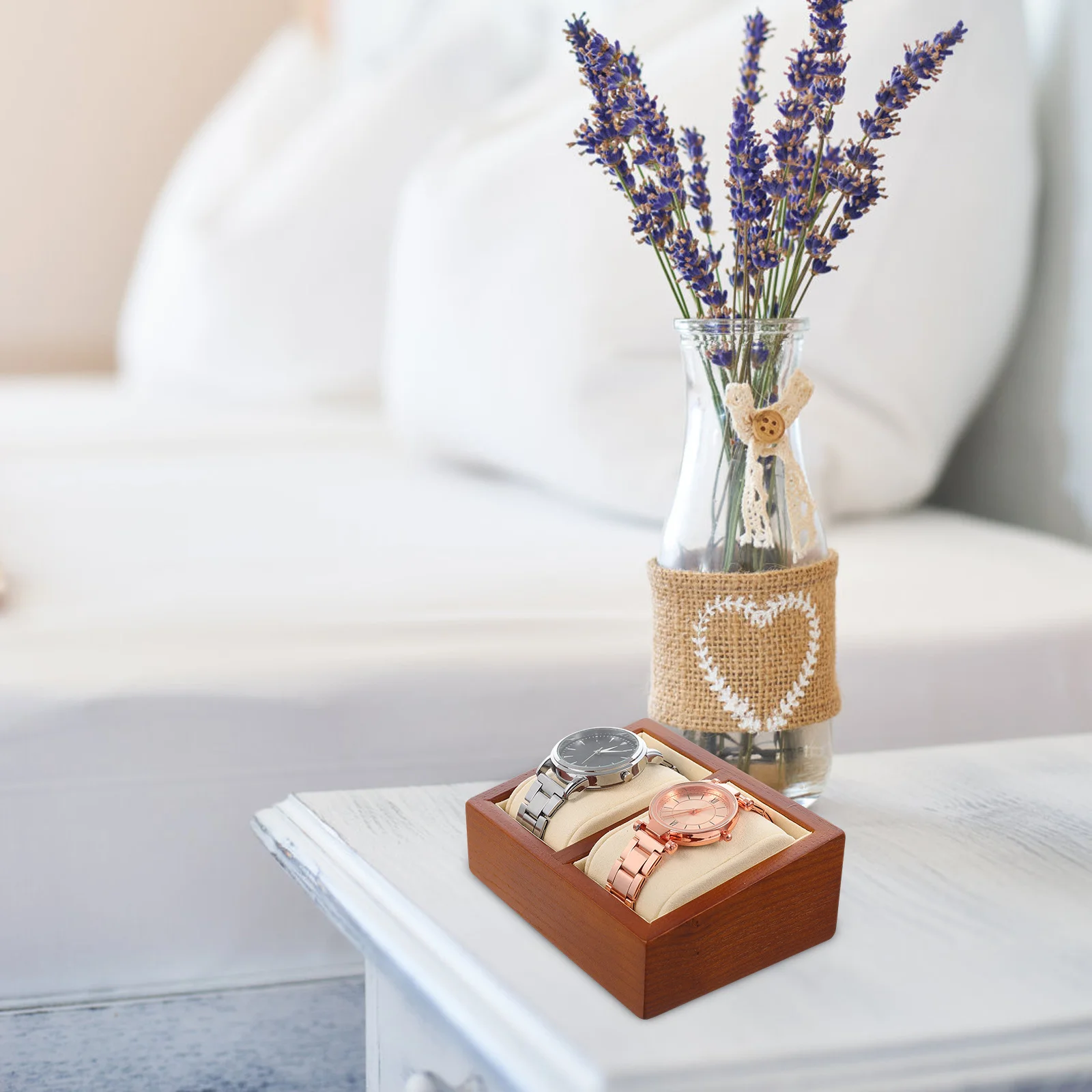 

Watch Display Box Wooden Base for Wristwatch , Multi-Use Watch Rack Holder, Elegant Jewelry Display Stand for Bedroom