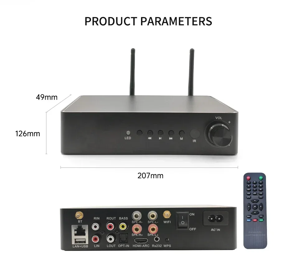 

WA60 50W X 2 HIFI Stereo Amplifier Wireless Multi Room Home Audio TV HD Audio Amplifier