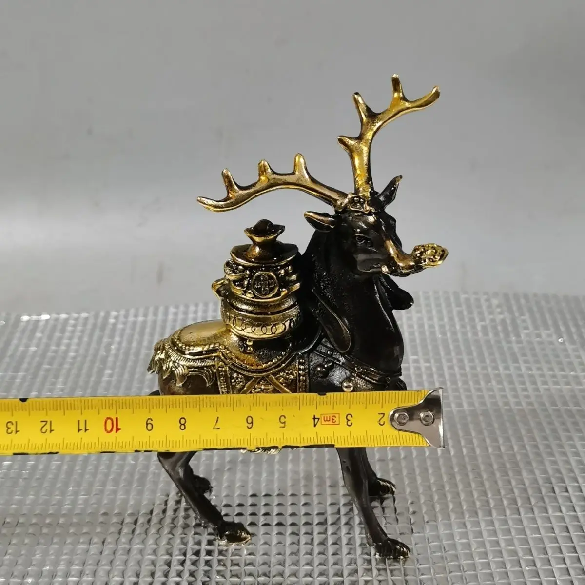Gilt Brass Ornament of Plum Blossom Deer, Symbolizing Longevity, Blessing, Fortune & Official Promotion