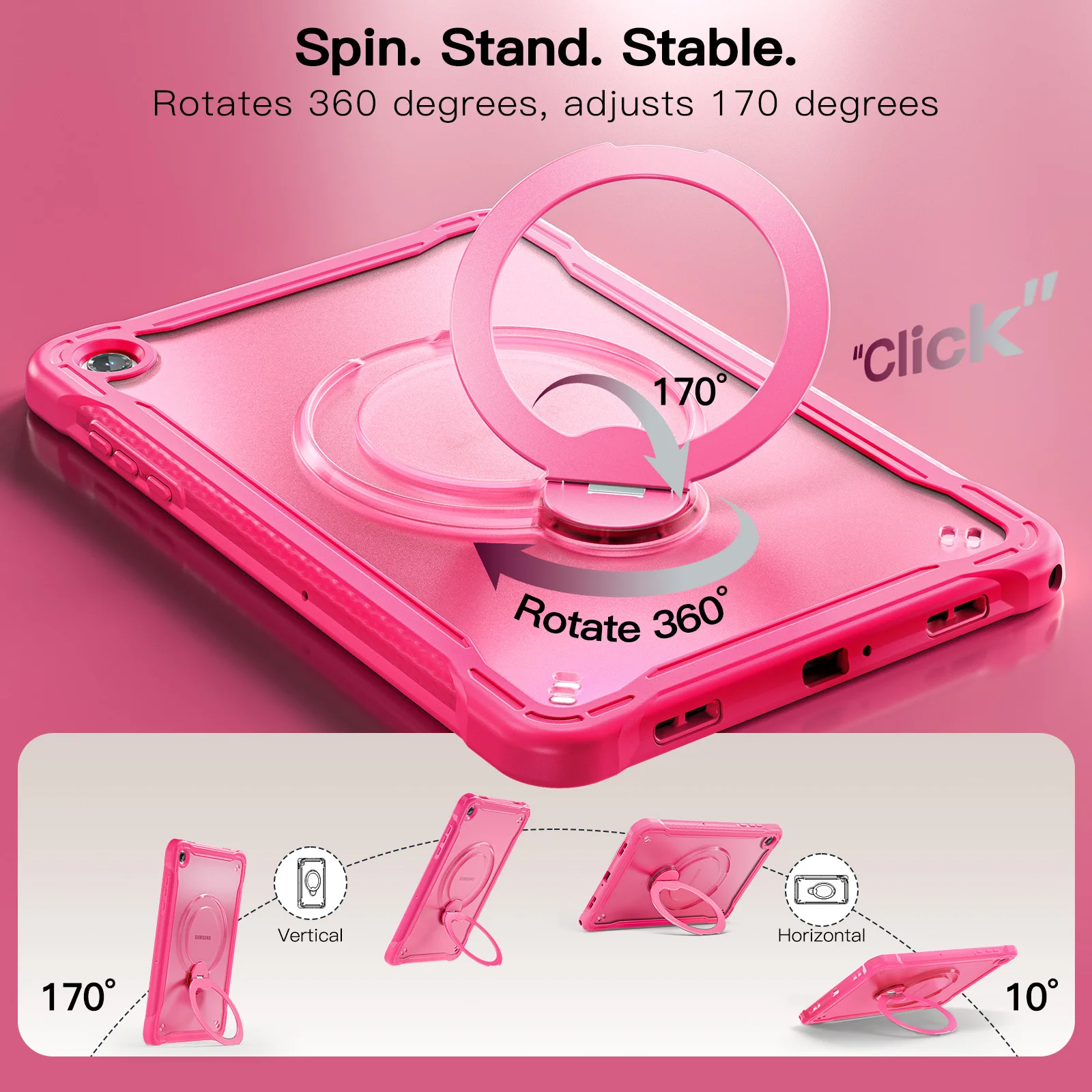 Clear Cover With Built-in Tempered Glass Screen Protector For Samsung Tab A11 A9 Plus SM-X230 X236 X210 X216 Rotating Stand Case
