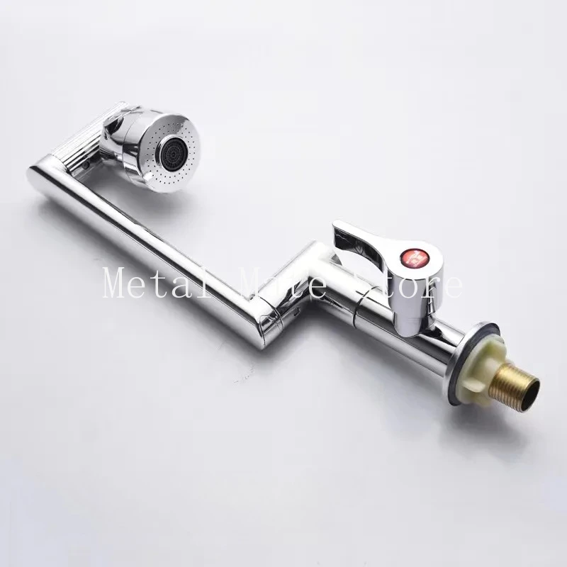 Zhaocai Cat Single Faucet 1080 degree Rotating Stainless Steel Faucet Black Mechanical Arm Horizontal Single Cooling Faucet