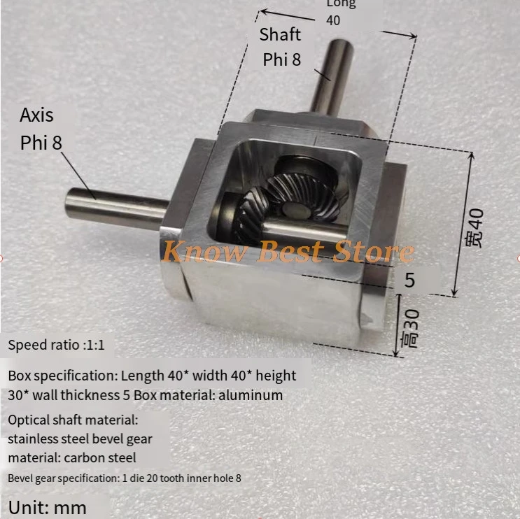 

Прямозубый угловой редуктор 1M 20T 8MM со спиральной конической шестерней для DIY роботов и мотор-редукторов
